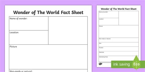 Wonders in the World Hand Out 的图像结果