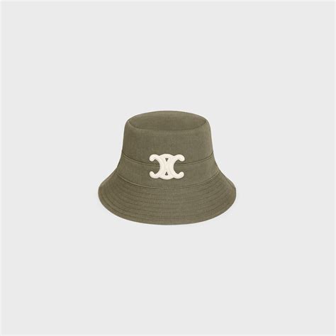 TRIOMPHE BUCKET HAT IN COTTON GABARDINE - KAKI | CELINE