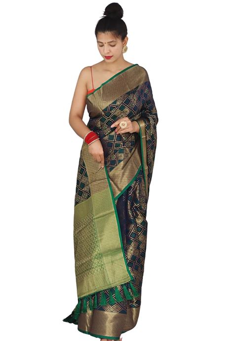 SGF11 Women's Kanjivaram patola Soft Lichi Silk Sarees With Unstitched ...
