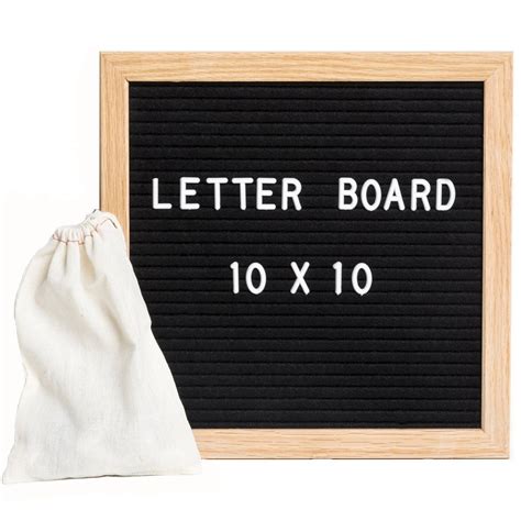 ReadyWerks Felt Letter Board 10 x 10 inch Oak Frame - Changeable Letter ...