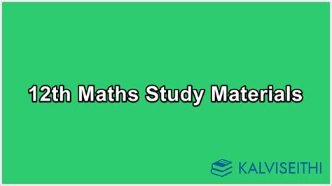 12th Maths Study Materials 2025 (New) – Samacheer Kalvi