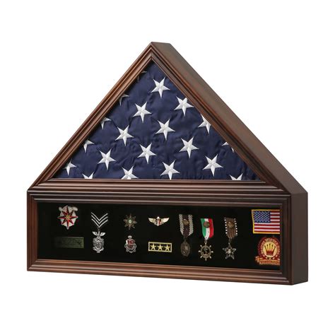 Burial Flag Display Case Solid Wood- American Flag Display Case Fits a ...