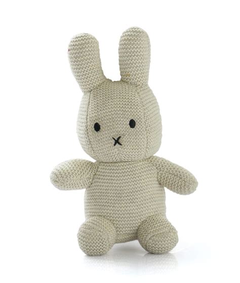Rattle Bunny - Natural Melange Color 100% Cotton Knitted Stuffed Soft ...