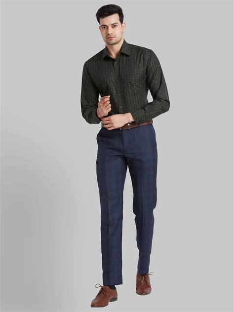 Park Avenue Men Green Structure Luxus Fit Cotton Full Sleeve Shirt ...