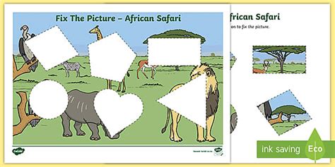 Grade R - Worksheet: African Safari - Fix the Picture