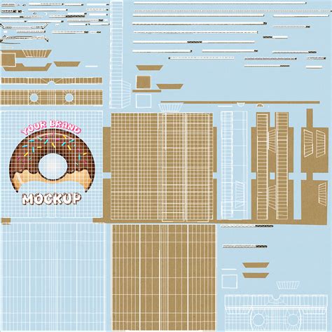 Assorted Donuts in Cardboard Box Mockup 3D model | 3D Molier International