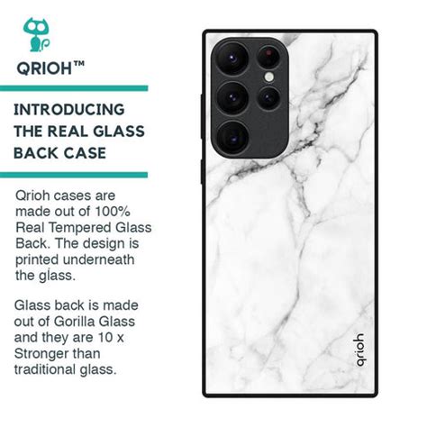 Modern White Marble Samsung Galaxy S22 Ultra 5G Glass Back Cover - Flat ...