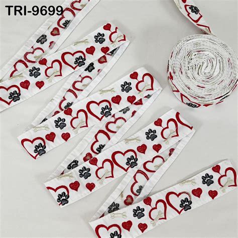 9 Yard White Embroidery Ribbon Trim Hearts Indian Sari Border DIY Craf ...