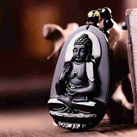 Natural Black Obsidian Buddha Pendant - The wear cart