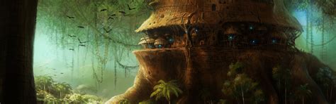 Download wallpaper river, Tree, Boat, Darkness, section fantasy in ...