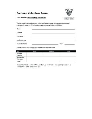 Hvgs Canteen - Fill Online, Printable, Fillable, Blank | pdfFiller