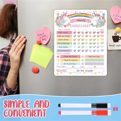 Buy 2 Pieces Unicorn Kids Magnetic Chore Chart Reward Behavior Good ...