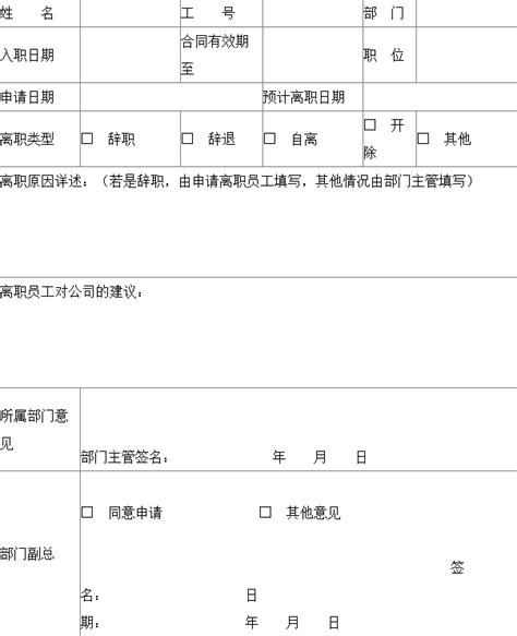 员工辞职审批表Excel模板_千库网(excelID：143842)