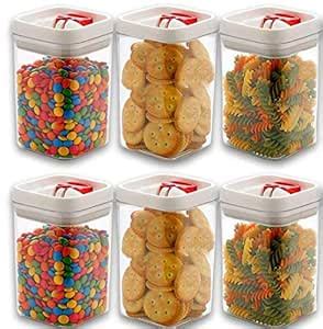 Buy TULMAN 6 Pack Air Tight Kitchen Storage Container Set, Transparent ...