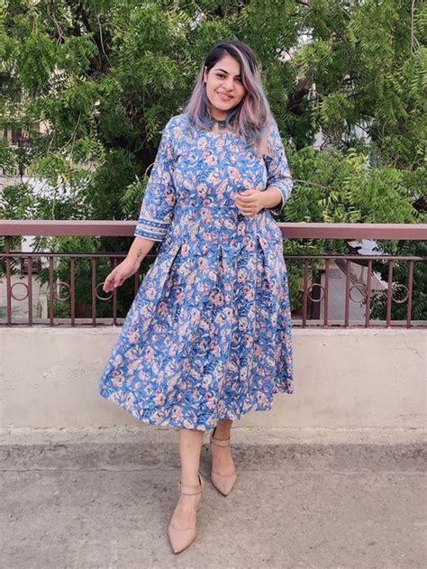 Orchid Hand Block Printed Midi Dress – Kasaa Hues