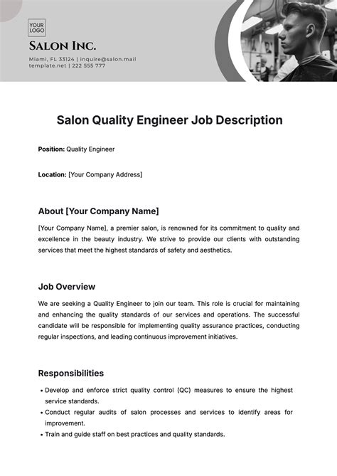 Free Job Description Template to Edit Online