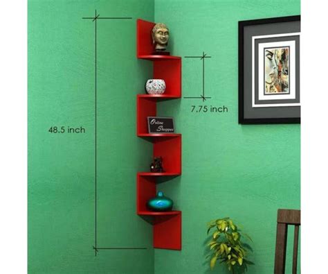 Buy Wooden Fancy Zigzag Wall Mount Floating Corner Wall Shelf Online ...