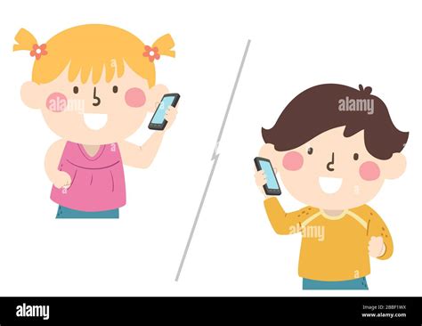 Illustration of Kids Using Mobile Phones and Talking to Each Other ...