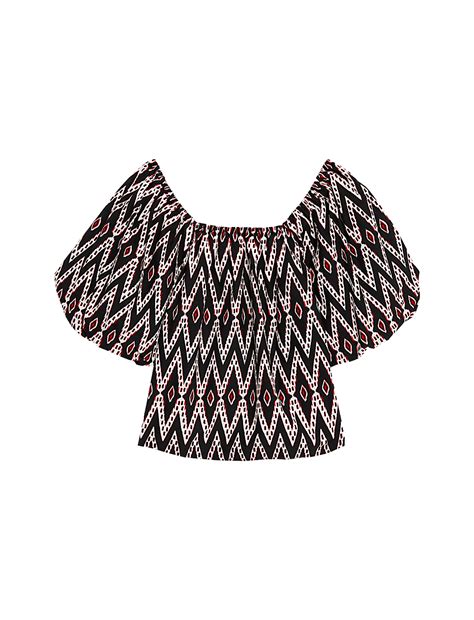 Buy Pure Cotton Geometric Puff Sleeve Blouse at Marks & Spencer