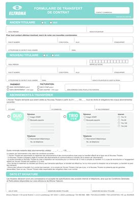 Remplissable En Ligne eltrona FORMULAIRE DE TRANSFERT DE CONTRAT ...