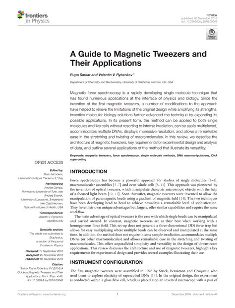 A Guide to Magnetic Tweezers and Their Applications - REVIEW published ...