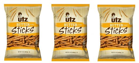 Utz Butter Sticks Pretzels, 3-Pack 14 oz Bags, Buttery Crunch ...