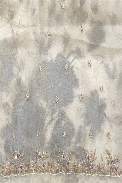 Offwhite Organza Silk Embroidery Party Wear Saree With Blouse Piece ...