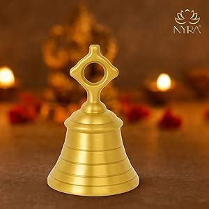 Nyra® Pure Brass/Peetal Pooja Mandir Ghanta Solid Heavy Metal Temple ...