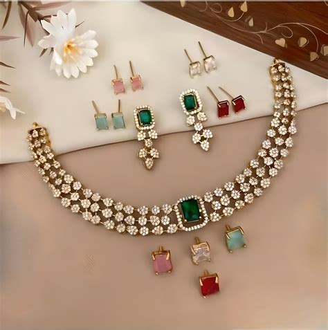 Ad Stones Necklace Set Online | ARACKAL JEWELLERY