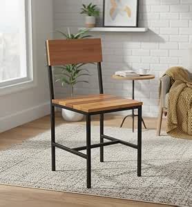THE MIDZIYO Metal Dining Chair with Wooden Seat & Backrest | Heavy Duty ...
