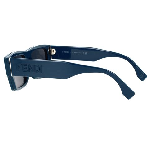 Fendi FE40118I 90V Rectangular Visor Sunglasses Blue Frame Grey Lenses ...