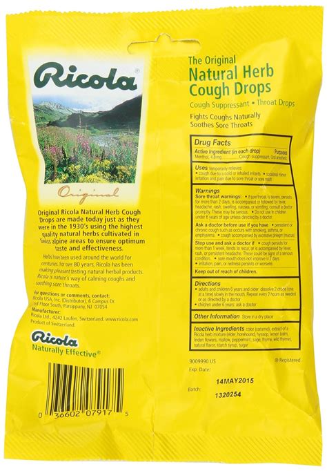 Ricola Cough Drops Nutrition Facts at Barbara Haslam blog