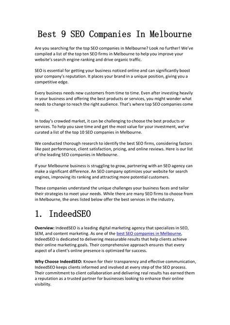 PPT - Best 9 SEO Companies In Melbourne PowerPoint Presentation, free ...