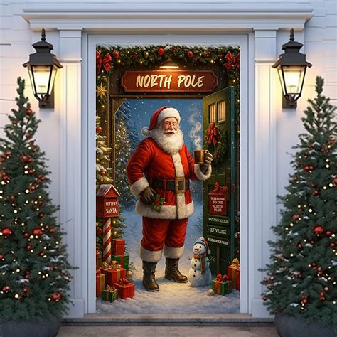 Housse de porte de Noël rideau de porte de père Noël vintage avec un ...