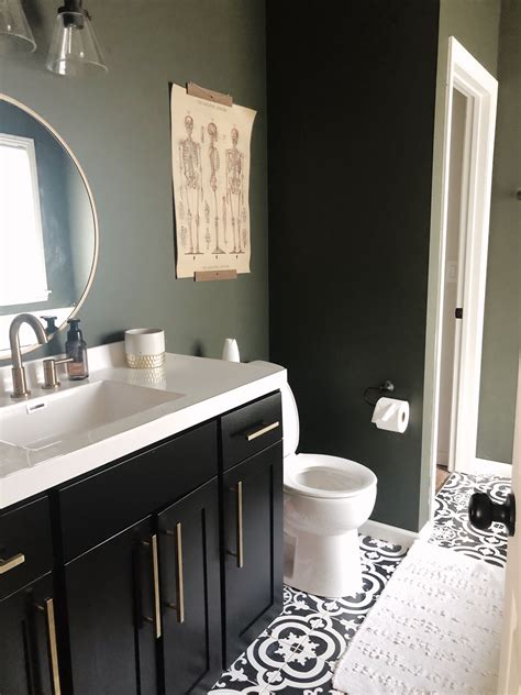 Green Bathroom With Dark Vanity at Alison Goebel blog