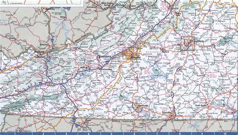 Map of Virginia. Detailed road map of Virginia with cities, villages ...
