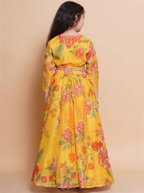 Bitiya by Bhama Girls Yellow Ready to wear Choli & Lehenga
