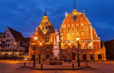 Wallpaper city, concept, house, blue, square, night, town, travel for ...