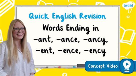 Words Ending in -ant, -ance, -ancy, -ent, -ence, -ency | KS2 English ...