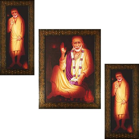 Indianara Set of 3 SAI Baba Paintings (1732) Without Glass 6 X 13, 10.2 ...