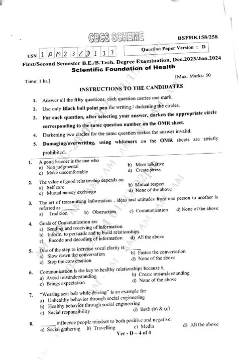 GBGS SGHEME Sem 1 Exam Paper: Scientific Foundation of Health - Studocu
