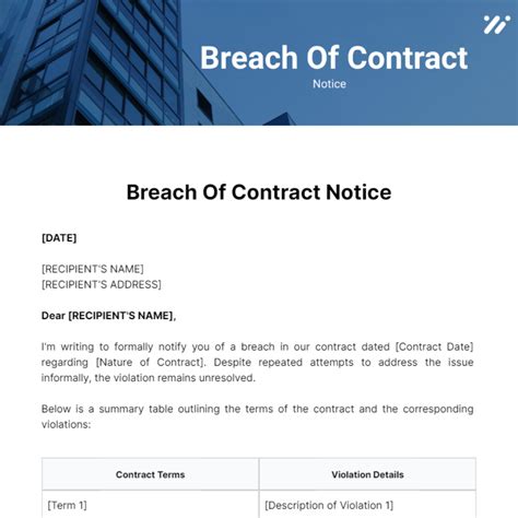 Free Breach Of Contract Notice Template to Edit Online