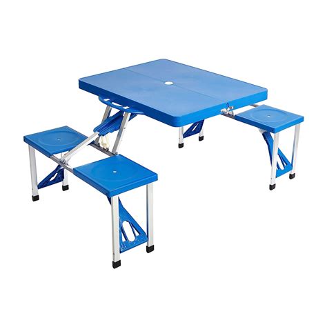 IRIS 4 Person Portable Folding Picnic Table Set with Umbrella Hole ...