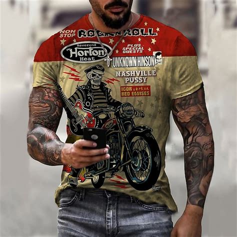 Homme Graphic Crânes T shirt Tee Moto T-shirt Manche Courte T-shirt 3D ...