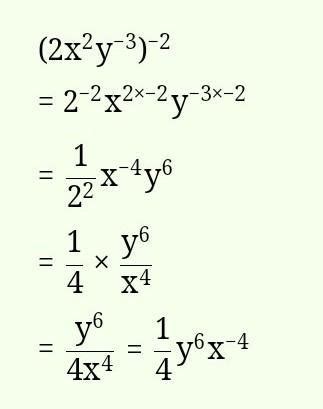 ExponentsSimplify[tex](2x {}^{2} y { -}^{3} ) { -}^{2} [/tex]Answer me ...