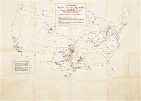 Mammoth 1928 map of American crude oil pipelines and refineries - Rare & Antique Maps