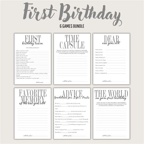 Printable Games for First Birthday Party, 1st Birthday Party Games ...