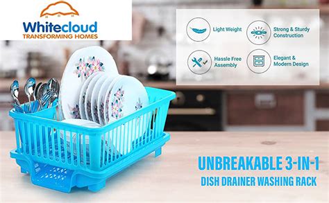 Buy Whitecloud TRANSFORMING HOMES® Plastic Dish Rack Drainer with Tray ...