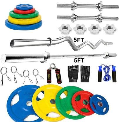 YMD 10 kg Metal Integrated Rubber Plates Three Cut 5FT Curl 5FT ...