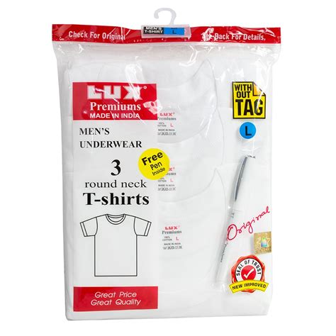تيشيرت رجالي فاخر من لوكس، أبيض، مقاس XL، 3 قطع Lux Premium Mens T-Shirt White, XL, 3 Pieces